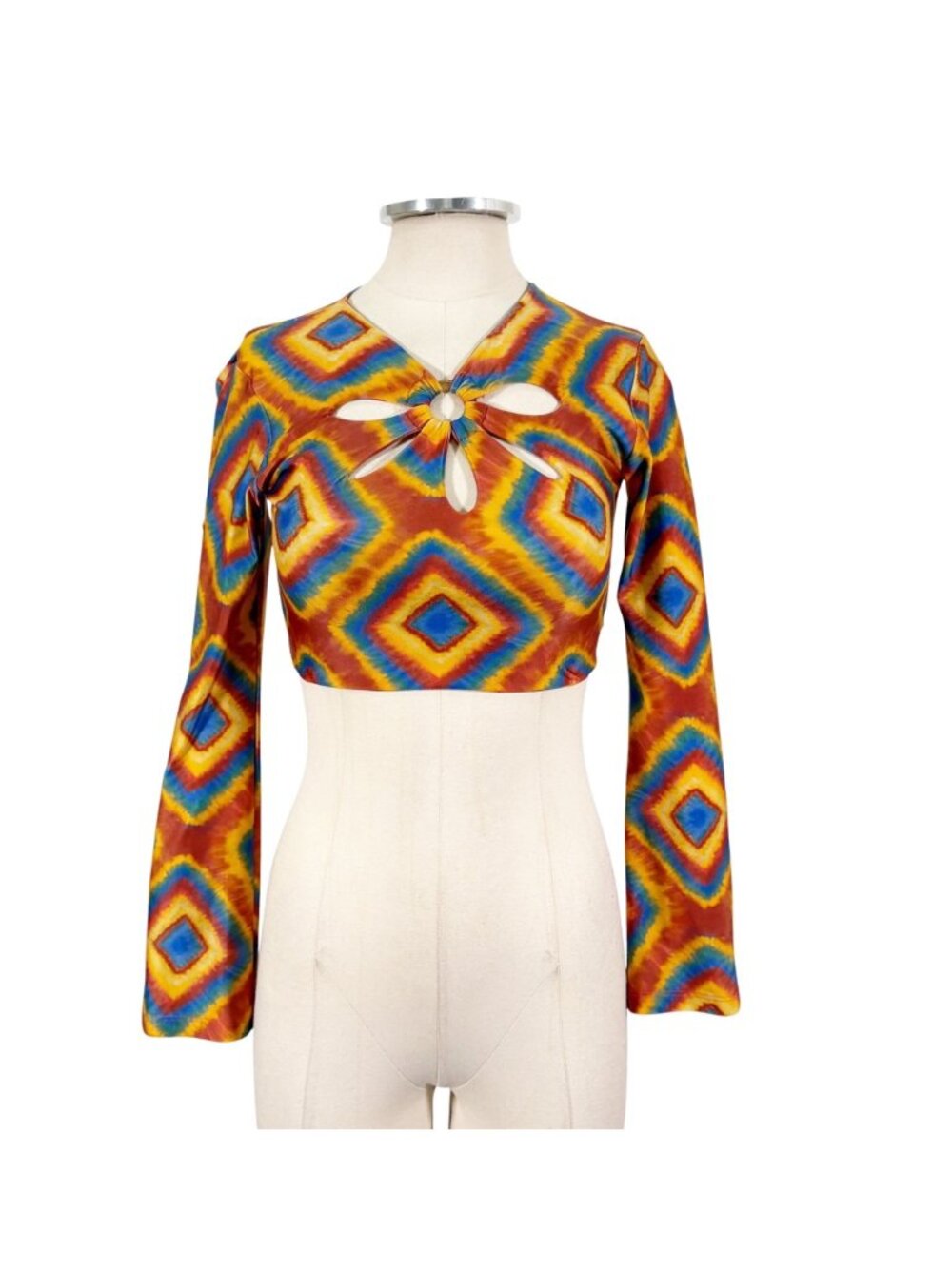 Farm Rio Cut out Flare Sleeve Crop Top Size P US XS